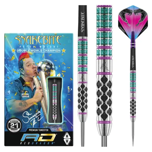Red Dragon Stalowe lotki Peter Wright Snakebite - Supa Venom - 21g