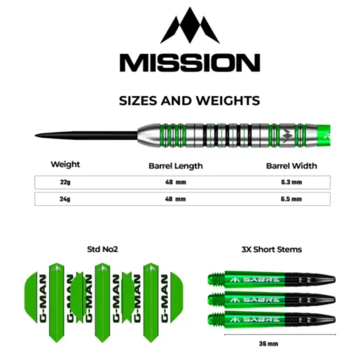 Mission Rzutki Steel Graham Hall - czarno-zielone - 22 g