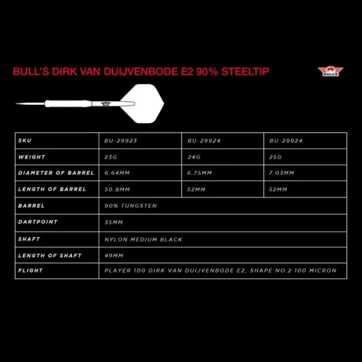 Bull's NL Stalowe rzutki Dirk van Duijvenbode - E2 - 25g