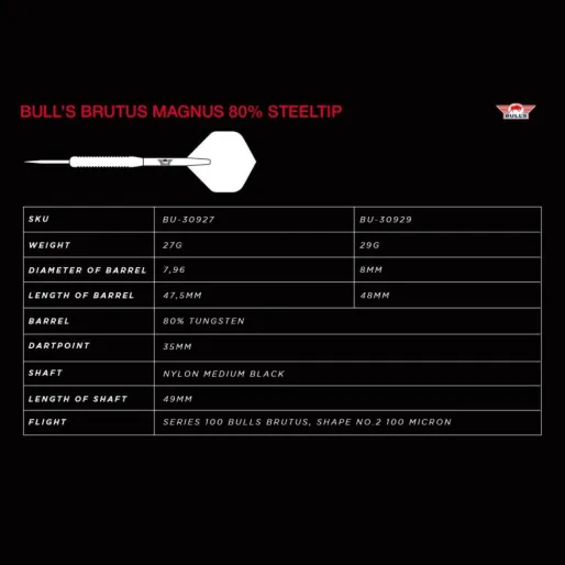Bull's NL Arrows Steel Brutus - Magnus - 80% - 29g