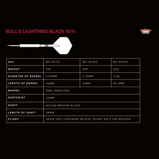 Bull's NL Rzutki Steel Lightning Black - 25 g
