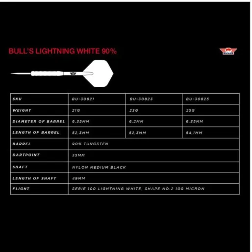 Bull's NL Rzutki Steel Lightning White - 25 g