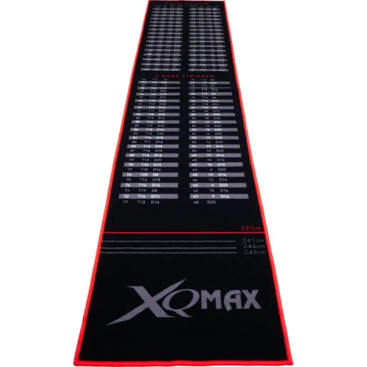 XQMax Darts Dart Mat Finishes - Dywan do tarczy - czarno-czerwony - 80 x 285 cm