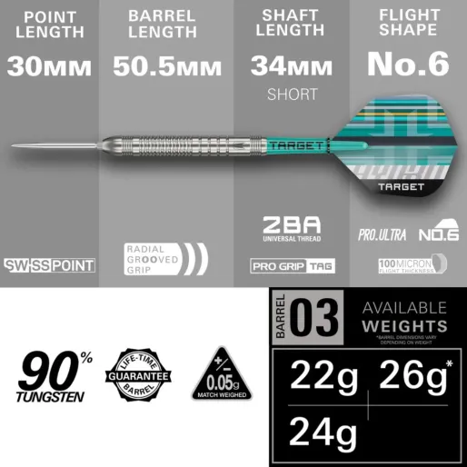 Target - darts Steel Hydro 03 - Swiss Point - 26 g