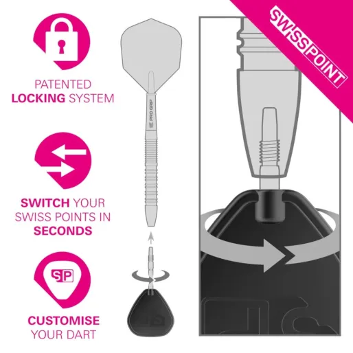 Target - darts Metalowe wskazówki - Swiss Points - Signature RST - Silver - 42 mm