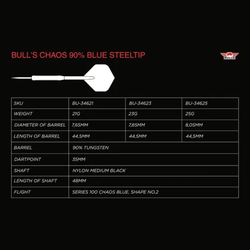 Bull's NL Rzutki Steel Chaos - niebieskie - 25 g