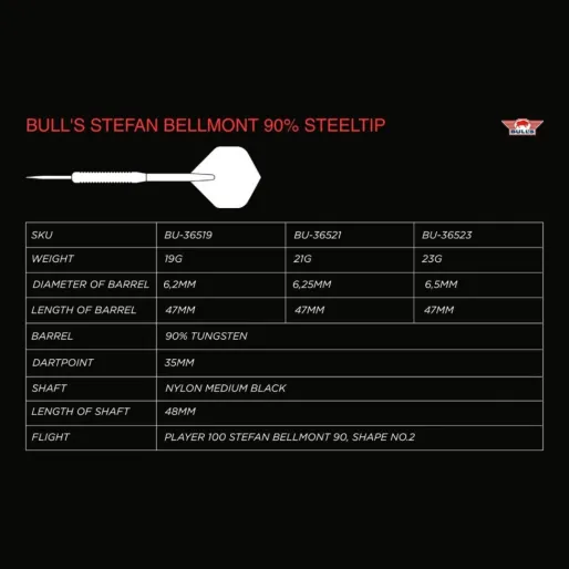 Bull's NL Rzutki stalowe Stefan Bellmont - 90% - 21g