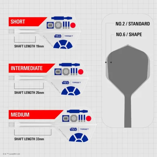 Target - darts K-Flex Squadrons - Star Wars - R2D2 - No2 - Short - TRG410513