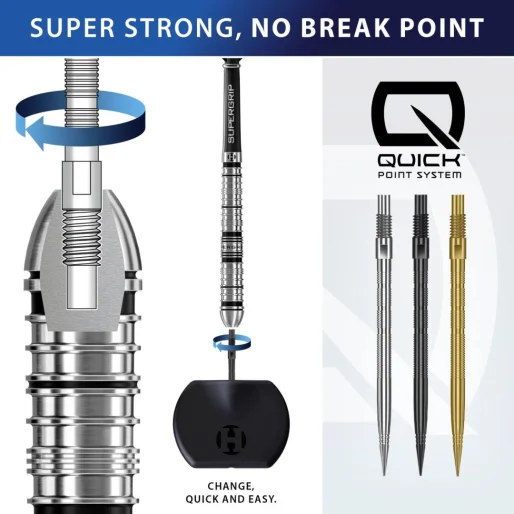 Harrows Metalowe końcówki - Quick Points - Micro Ridge - Silver - 26 mm