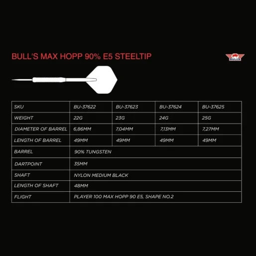 Bull's NL Rzutki Steel Max Hopp - E5 - 24g