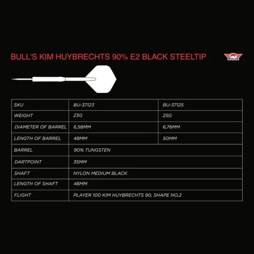 Bull's NL Rzutki stalowe Kim Huybrechts - E2 - Full Black - 23g