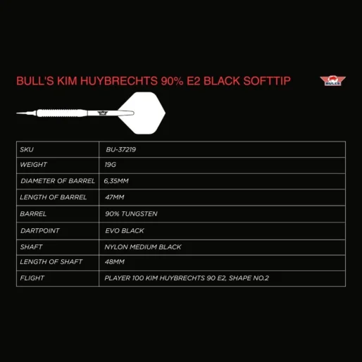 Bull's NL Rzutki Kim Huybrechts - E2 - Full Black - 19g