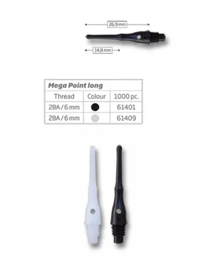 Bull's Mega Point - wersja długa - 30 sztuk - czarny
