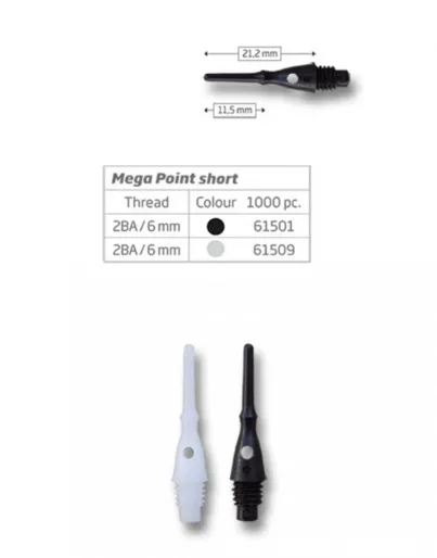 Bull's Mega Point - wersja krótka - 200 szt. - biały