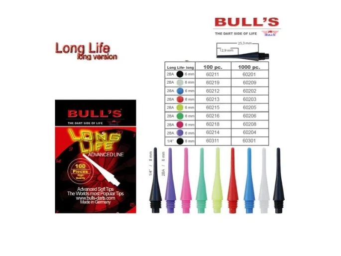 Bull's Końcówki z dużym gwintem - 1/4 Długa żywotność - 500 szt