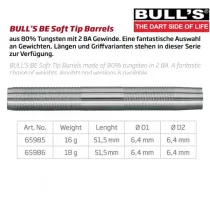 Bull's Beczki do rzutek z miękkimi końcówkami BE27 - 18g - 65986