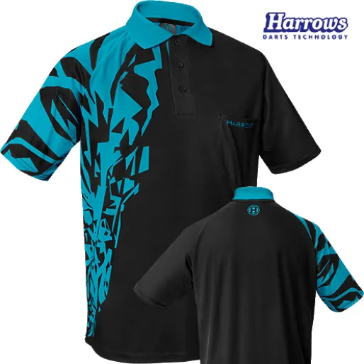Harrows Shirt Rapide - Black & Aqua Blue - S